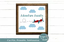 Adventure Awaits - Vintage Plane SVG, Sublimation, Printable Product Image 1