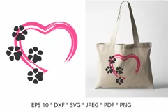 Paw print love SVG. Puppy dog paws SVG. Product Image 1