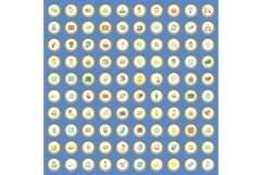 100 business icons set cartoon vector Product Image 1