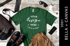 Heather Grass Green Male Bella Canvas 3001 T-Shirt Mockup Product Image 1