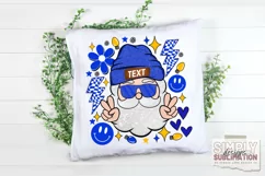 Blue & Gold Glitter Groovy Santa Sublimation Png Design Product Image 2