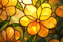 Yellow Stained Glass Flowers Background Wallpaper Product Image 1
