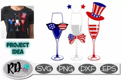 Red White and Blue Champaigne - A 4th of July Cut File Product Image 1