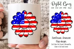 American Flag, Sunflower SVG / PNG / EPS / DXF files Product Image 1