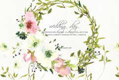 Watercolor Blush and WhiteRose Clipart and Wreaths Product Image 1