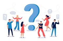 People ask question. Confused person asking questions, crowd Product Image 1