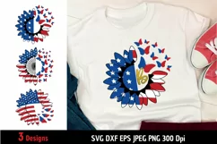 Patriotic Sunflower SVG| Patriotic Monogram| 4th of July SVG Product Image 1