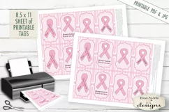 Printable Breast Cancer Tags - Pink Ribbon - PDF and JPG Product Image 1