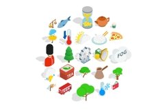 England icons set, isometric style Product Image 1