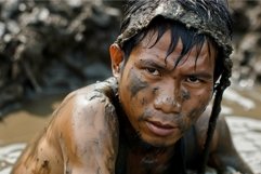 Resilient Asian miner worker. Generate Ai Product Image 1