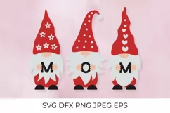 Mothers Day gnomes holding letters MOM. Mother's Day SVG Product Image 1