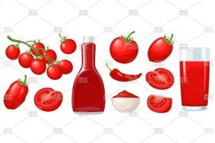 Ketchup bottle, chilli, tomato sauce, branch, half, slice Product Image 2