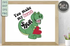 Boy Valentine Dinosaur Heart SVG - PNG, DXF, EPS, SVG Product Image 3