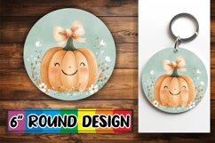 Fall Pumpkin Round Design Halloween Watercolor PNG Product Image 1