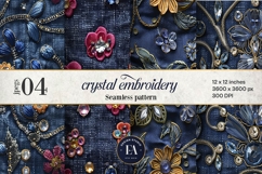 Navy Crystal Embroidery | Luxury Denim Fabric Texture Product Image 1