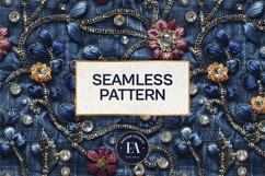 Navy Crystal Embroidery | Luxury Denim Fabric Texture Product Image 3