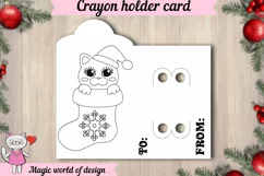 Christmas cat in santa's sock Coloring Card svg, Card holder Product Image 2