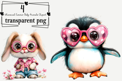 Whimsical Summer Baby Animals Clipart Watercolor PNG Product Image 1
