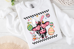 Cute Easter Cow &amp; Bunny Clipart, Happy Easter Sublimation Product Image 1