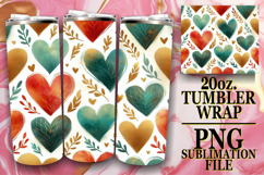 Bright Sublimation 20oz tumbler wrap, Heart Product Image 1