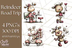 Homespun Christmas Reindeer Roadtrip PNG Clipart Product Image 1