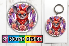 Playful Keychain Circle PNG Design, Cute Animals Product Image 1