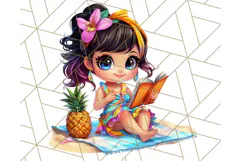 Chibi Summer Girls Clipart PNG, Bright Kawaii Summer Art Product Image 4