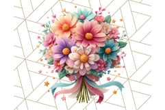 Pastel Flower Bouquet PNG Clipart, Elegant Floral Art Product Image 4