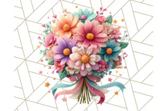 Pastel Flower Bouquet PNG Clipart, Elegant Floral Art Product Image 4