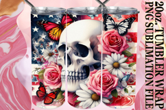Cheerful Mornings 20oz tumbler wrap, Skull USA Product Image 1