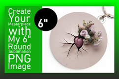 Chic Round Design Keychain PNG , 3D Heart Product Image 1