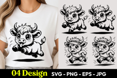Fluffy Cartoon Cow SVG PNG Product Image 1