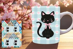 Adorable Watercolor Cat Mug Wrap PNG Product Image 1