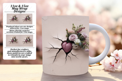 Elegant 11oz Mug Wrap Png Design , 3D Heart Product Image 1