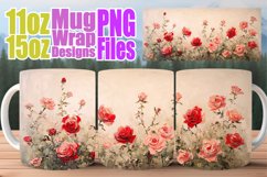 Sublimation Floral Mug Wraps 11oz 15oz - Vibrant Petals Product Image 1