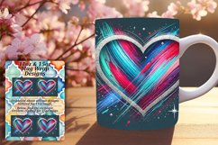 Stylish 11oz Mug Wrap Png Artwork , Heart Product Image 1