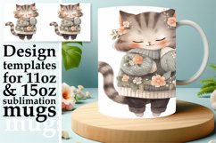 Whimsical Feline Watercolor Sublimation Wrap - Spring Deligh Product Image 1