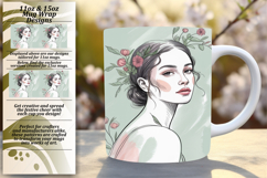 Charming 11oz Mug Wrap Png Template , Beauty Woman Product Image 1