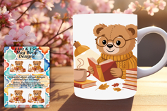Classic 11oz Mug Wrap Png Design , Cute Bear Product Image 1