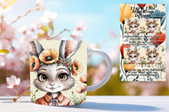 Classy Png Mug Wrap Design 15oz , Cute Bunny Product Image 1