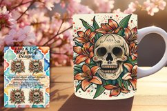 Trendy Blossom Skull Sublimation Designs PNG Product Image 1