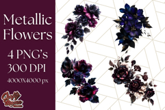 Gothic Floral PNG, Dark Aesthetic Flowers Clipart Print Product Image 1