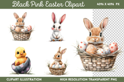 Black Pink Easter Clipart PNG Product Image 1