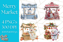 Cute Christmas Market Stall Clipart for Crafts PNG Product Image 1