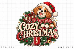 Cozy Christmas Pup Design, Cute Holiday Puppy Graphic Product Image 3