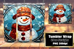 3D Stained Glass Snowman Festive Glow Christmas Wrap 20oz Product Image 1