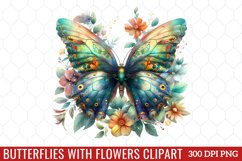 Butterflies With Flowers Clipart Product Image 1