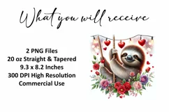 Valentine's Day Sloth Tumbler Wrap Sublimation Design Product Image 2