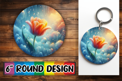 Cheerful Round Car Coaster PNG, 3D Flower Product Image 1