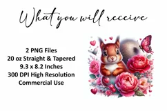 Valentine's Day Squirrel Tumbler Wrap Sublimation Design Product Image 2